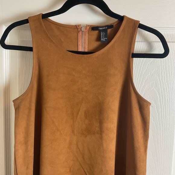 Forever21 Faux Suede brown mini Dress size small - Picture 3 of 7